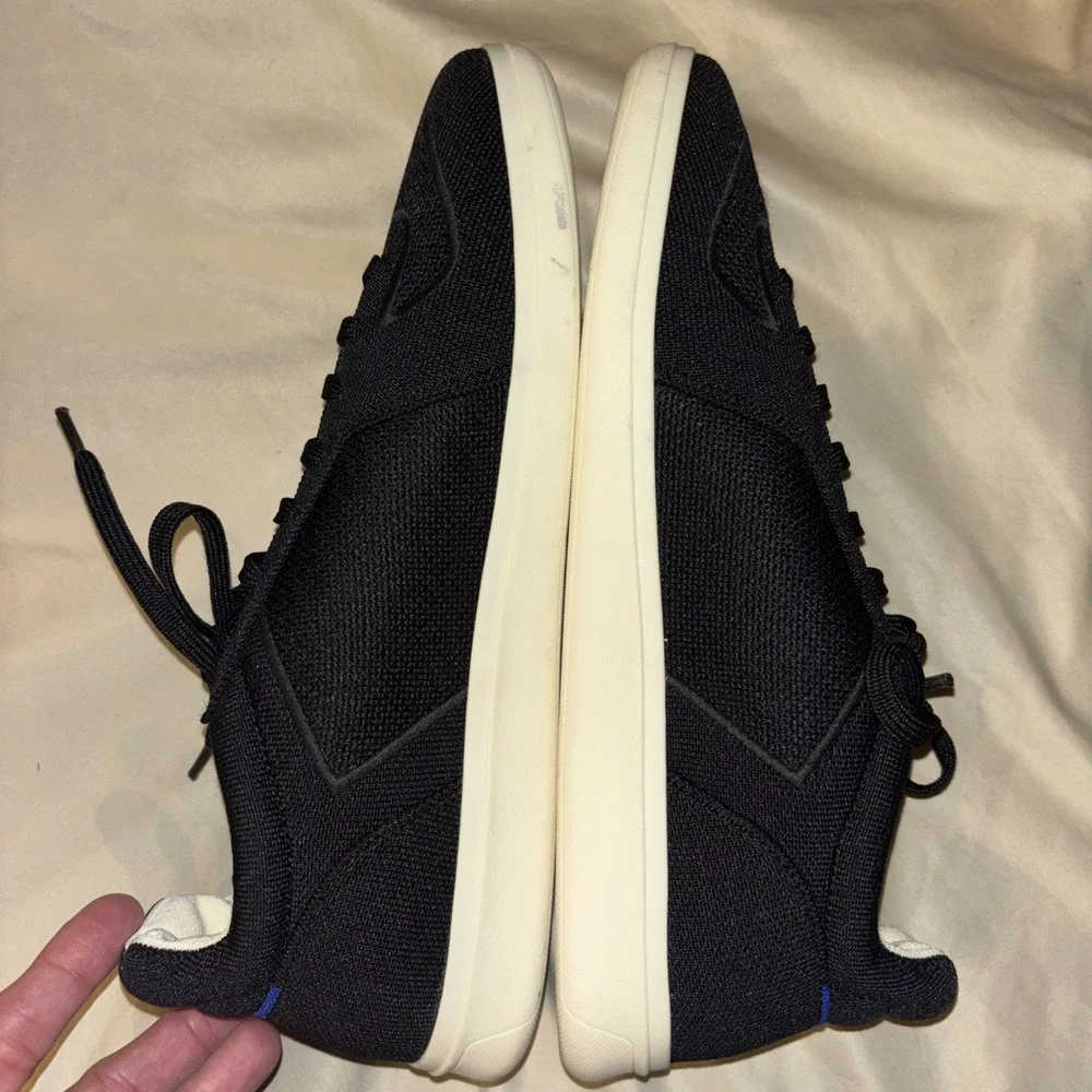 Rothy's Men Sz 12 Black RS01 Lace Up Sneakers Washable Knit $179 Casual Shoe